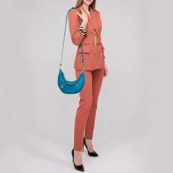 Pre Owned Louis Vuitton Blue Nanogram Embossed Leather Loop Bag