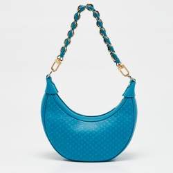Pre Owned Louis Vuitton Blue Nanogram Embossed Leather Loop Bag