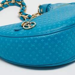Pre Owned Louis Vuitton Blue Nanogram Embossed Leather Loop Bag