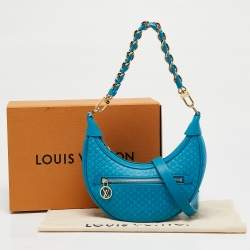 Pre Owned Louis Vuitton Blue Nanogram Embossed Leather Loop Bag