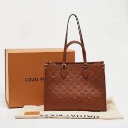 Pre Owned Louis Vuitton Cognac Monogram Empreinte Leather Onthego MM Bag