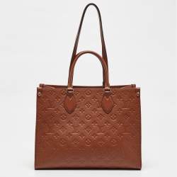 Pre Owned Louis Vuitton Cognac Monogram Empreinte Leather Onthego MM Bag