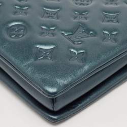 Louis Vuitton Metallic Teal Blue Monogram Embossed Leather Coussin PM Bag