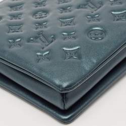 Louis Vuitton Metallic Teal Blue Monogram Embossed Leather Coussin PM Bag