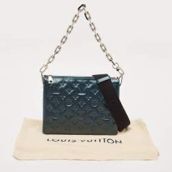 Louis Vuitton Metallic Teal Blue Monogram Embossed Leather Coussin PM Bag
