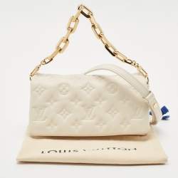 Louis Vuitton White Monogram Embossed Leather Pochette Coussin Bag