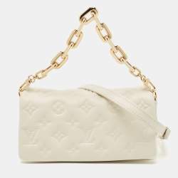 Louis Vuitton White Monogram Embossed Leather Pochette Coussin Bag