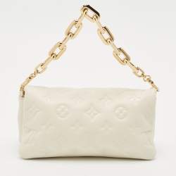 Louis Vuitton White Monogram Embossed Leather Pochette Coussin Bag