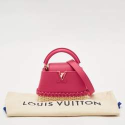 Louis Vuitton Magenta/Beige Taurillon Leather and Rattan Capucines Mini Bag