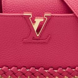Louis Vuitton Magenta/Beige Taurillon Leather and Rattan Capucines Mini Bag