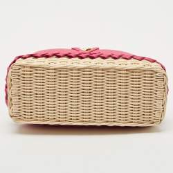 Louis Vuitton Magenta/Beige Taurillon Leather and Rattan Capucines Mini Bag
