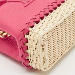 Louis Vuitton Magenta/Beige Taurillon Leather and Rattan Capucines Mini Bag