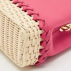Louis Vuitton Magenta/Beige Taurillon Leather and Rattan Capucines Mini Bag