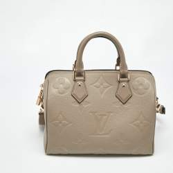 Pre Owned Louis Vuitton Tourterelle Monogram Impreinte Leather Speedy 25 Bandouliere Bag