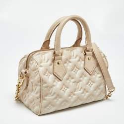 Pre Owned Louis Vuitton Beige Clair Summer Stardust Monogram Empreinte Leather Speedy Bandouliere 20 Bag