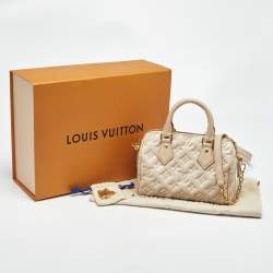 Pre Owned Louis Vuitton Beige Clair Summer Stardust Monogram Empreinte Leather Speedy Bandouliere 20 Bag