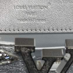 Pre Owned Louis Vuitton Silver Leather Crystal Embellished Capucines Mini Bag