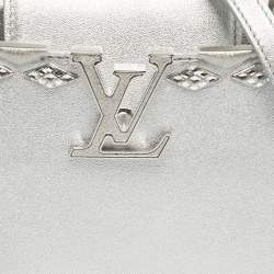 Pre Owned Louis Vuitton Silver Leather Crystal Embellished Capucines Mini Bag