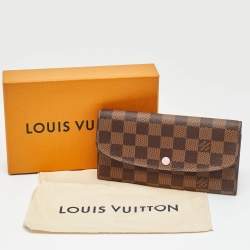 Pre Owned Louis Vuitton Rose Ballerine Damier Ebene Canvas Emilie Wallet