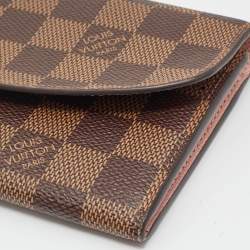 Pre Owned Louis Vuitton Rose Ballerine Damier Ebene Canvas Emilie Wallet