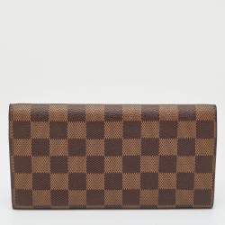 Pre Owned Louis Vuitton Rose Ballerine Damier Ebene Canvas Emilie Wallet