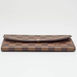 Pre Owned Louis Vuitton Rose Ballerine Damier Ebene Canvas Emilie Wallet