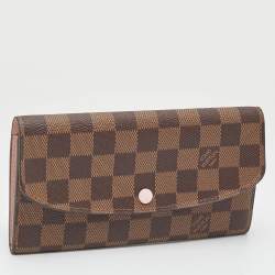 Pre Owned Louis Vuitton Rose Ballerine Damier Ebene Canvas Emilie Wallet