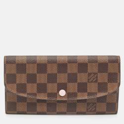 Pre Owned Louis Vuitton Rose Ballerine Damier Ebene Canvas Emilie Wallet