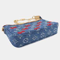 مملوكة مسبقًا حقيبة كتف لوي فيتون بوشيت أكسيسوار دينيم أزرق مونوجرام شيري دينيم