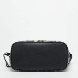 Pre Owned Louis Vuitton x Takashi Murakami Neverfull MM Black Monogram Empreinte Leather Tote 