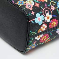 Pre Owned Louis Vuitton x Takashi Murakami Neverfull MM Black Monogram Empreinte Leather Tote 