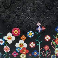 Pre Owned Louis Vuitton x Takashi Murakami Neverfull MM Black Monogram Empreinte Leather Tote 