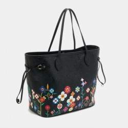 Pre Owned Louis Vuitton x Takashi Murakami Neverfull MM Black Monogram Empreinte Leather Tote 