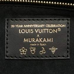 Pre Owned Louis Vuitton x Takashi Murakami Neverfull MM Black Monogram Empreinte Leather Tote 