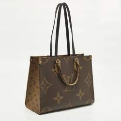 Pre Owned Louis Vuitton Onthego MM Monogram Giant Reverse Canvas Tote