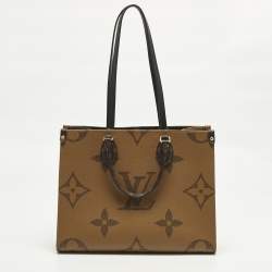 Pre Owned Louis Vuitton Onthego MM Monogram Giant Reverse Canvas Tote