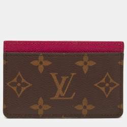 Pre Owned Louis Vuitton Fuchsia Monogram Canvas Card Holder