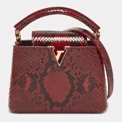 Pre Owned Louis Vuitton Capucines Mini Red Python Top Handle Bag