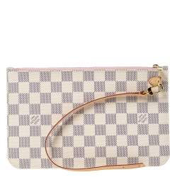 مملوكة مسبقًا Louis Vuitton Damier Azur Canvas Neverfull Pochette NM Clutch         