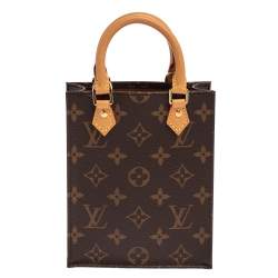 Louis Vuitton Petit Sac Plat Monogram Canvas Shoulder Bag Brown