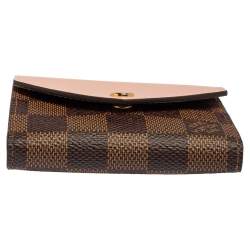 مملوكة مسبقًا Louis Vuitton Rose Ballerine Leather and Damier Ebene Canvas Zoe Wallet