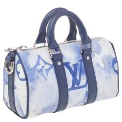 Pre Owned Louis Vuitton Blue/White Monogram Watercolor Canvas Keepall XS Bag