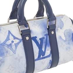 Pre Owned Louis Vuitton Blue/White Monogram Watercolor Canvas Keepall XS Bag