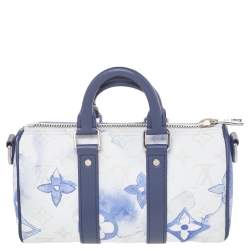 Pre Owned Louis Vuitton Blue/White Monogram Watercolor Canvas Keepall XS Bag
