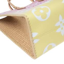 Pre Owned Louis Vuitton Gradient Pastel Monogram Giant Coated Canvas And Raffia Onthego GM Bag