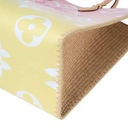 Pre Owned Louis Vuitton Gradient Pastel Monogram Giant Coated Canvas And Raffia Onthego GM Bag