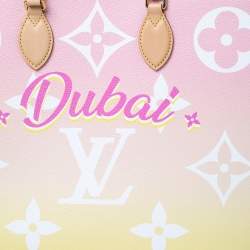 Pre Owned Louis Vuitton Gradient Pastel Monogram Giant Coated Canvas And Raffia Onthego GM Bag