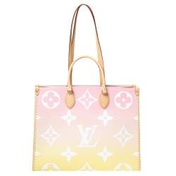 Pre Owned Louis Vuitton Gradient Pastel Monogram Giant Coated Canvas And Raffia Onthego GM Bag
