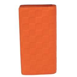 Pre Owned محفظة لوي فيتون برازا جلد دامييه برتقالية