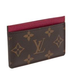 Pre Owned Louis Vuitton Fuchsia Monogram Canvas Card Holder